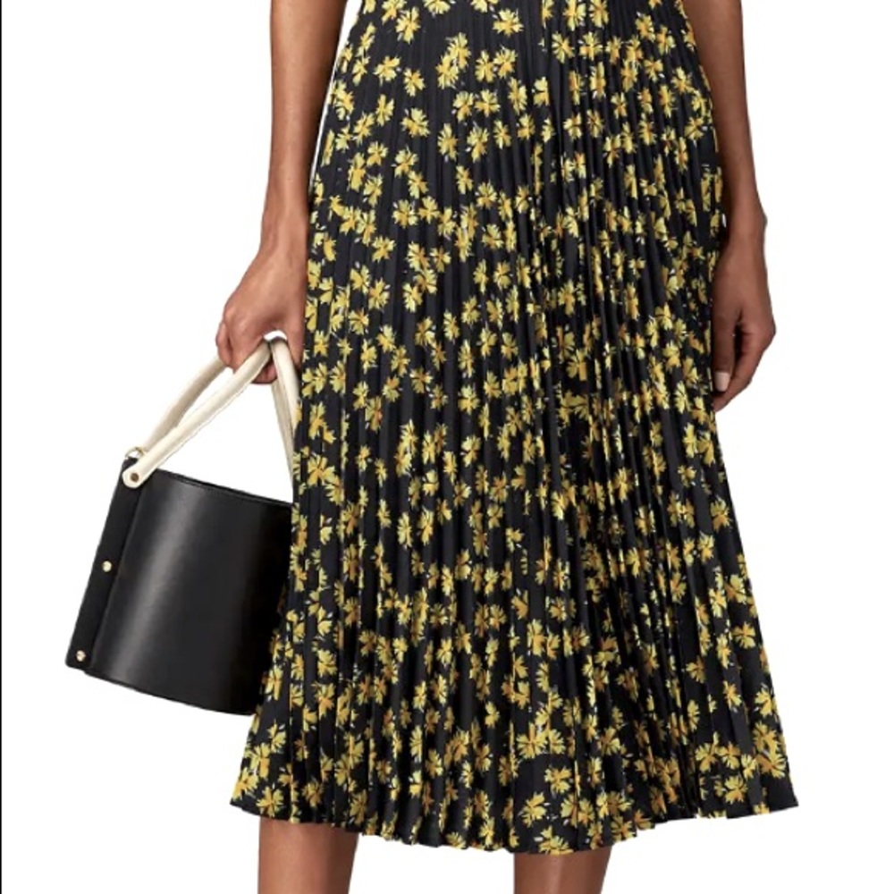 Derek Lam Collective Navy Floral Pleated Skirt